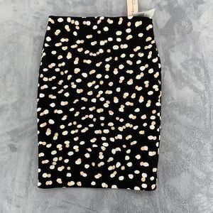 Philosophy  Republic Skirt Pencil Stretchy Black Dot Print Zip Up Slit Womens 4